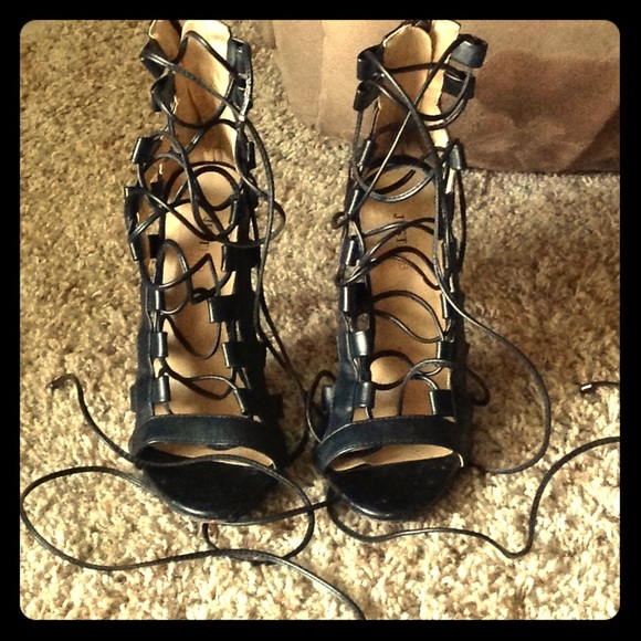 Lace Up Ankle Wrap Heels - Picture 1 of 2
